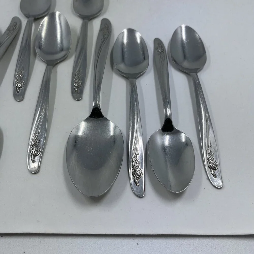 Oneida‎ Roseanne Flatware 2 Oval Soup Spoon 9 Teaspoon Set Stainless